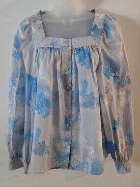 Nwot Calvin Klein Blouse Sz M 100% Cotton Lightweight Button Down